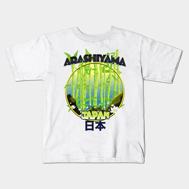 Arashiyama Bamboo forest Japan Kids T-Shirt by nickemporium1